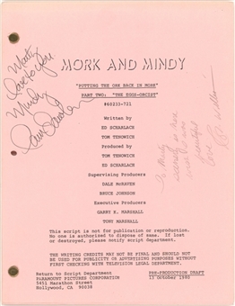 1980 Robin Wiliams and Pam Dawber Autographed Mork and Mindy "Putting The Ork Back in Mork" Show Script (Beckett)